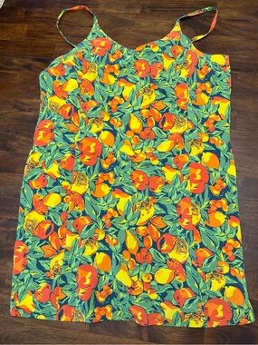 Toad&Co XL Floral Romper Dress Built-In Shorts Pockets Fruit Print